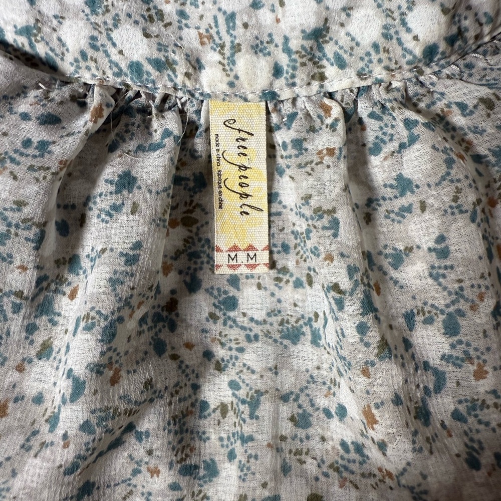 Free People Cream & Sage Floral Peplum Blouse - Picture 4 of 4